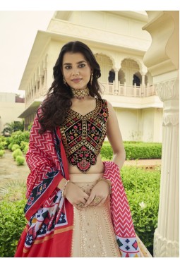 Beige Georgette Sequins Wedding Lehenga Choli