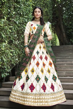 White Silk Embroidery Wedding Lehenga Choli