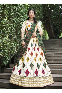 White Silk Embroidery Wedding Lehenga Choli