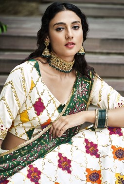 White Silk Embroidery Wedding Lehenga Choli