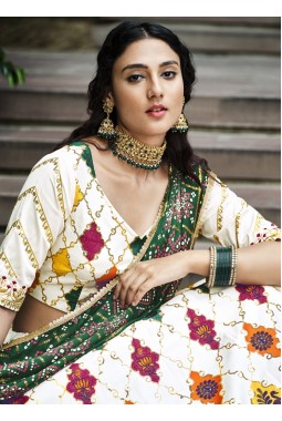 White Silk Embroidery Wedding Lehenga Choli