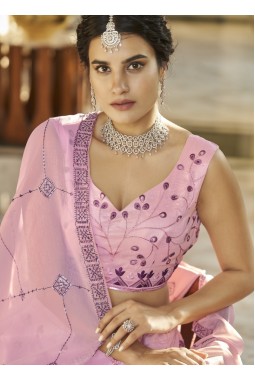 Dusty Pink And Purple Art Silk Sequins Wedding Lehenga Choli