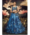 Blue Velvet Sequins Embroidery Wedding Lehenga Choli