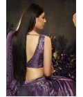 Purple Velvet Mirror Work Wedding Lehenga Choli