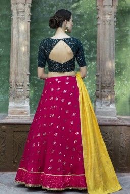 Rani Georgette Embroidered Wedding Lehenga Choli