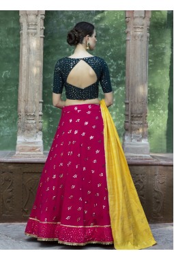 Rani Georgette Embroidered Wedding Lehenga Choli