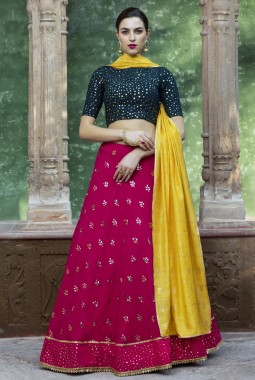 Rani Georgette Embroidered Wedding Lehenga Choli