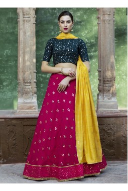Rani Georgette Embroidered Wedding Lehenga Choli