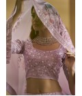 Dusty Pink Thread Embroidered Wedding Lehenga Choli