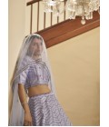 Lavender Thread Embroidered Wedding Lehenga Choli