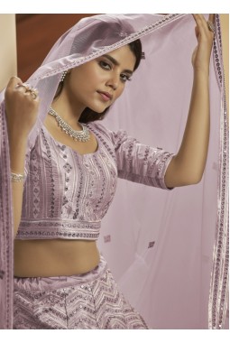 Dusty Pink Sequins Embroidered Wedding Lehenga Choli