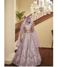 Dusty Pink Sequins Embroidered Wedding Lehenga Choli