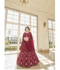 Red Georgette Embroidered Wedding Lehenga Choli