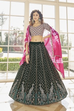 Green Georgette Stone Wedding Lehenga Choli