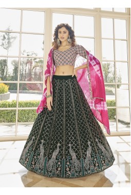 Green Georgette Stone Wedding Lehenga Choli
