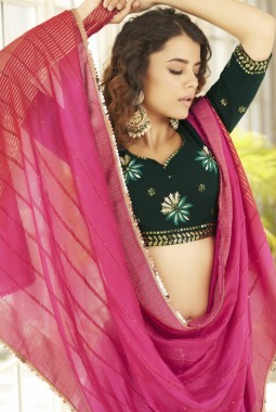 Dusty Pink Georgette Stone Wedding Lehenga Choli