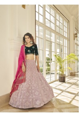 Dusty Pink Georgette Stone Wedding Lehenga Choli