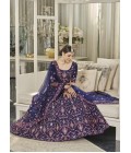 Navy Blue Silk Multi Sequins Bridal Lehenga Choli