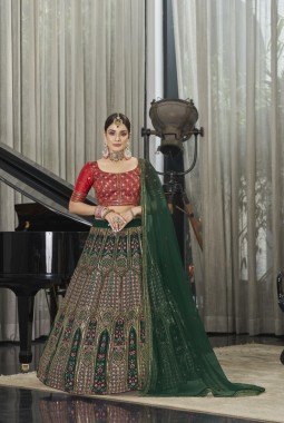 Green Georgette Stone Bridal Lehenga Choli
