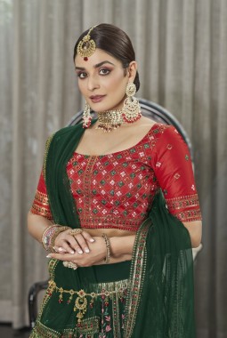 Green Georgette Stone Bridal Lehenga Choli