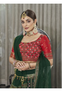 Green Georgette Stone Bridal Lehenga Choli