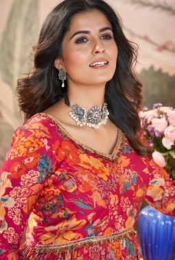 Rani Silk Digital Print Navratri Salwar Kameez