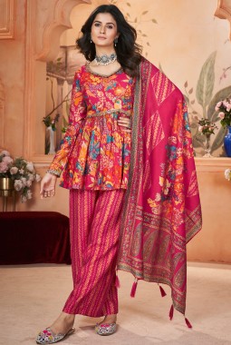 Rani Silk Digital Print Navratri Salwar Kameez