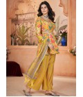 Yellow Silk Digital Print Navratri Salwar Kameez