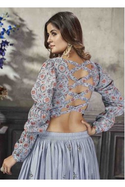 Sky Blue Art Silk Sequins Lehenga Choli