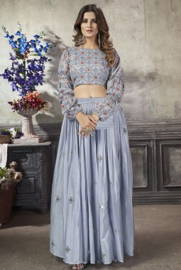 Sky Blue Art Silk Sequins Lehenga Choli