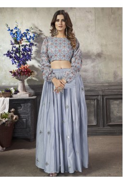 Sky Blue Art Silk Sequins Lehenga Choli