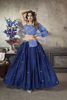 Royal Blue Art Silk Sequins Lehenga Choli