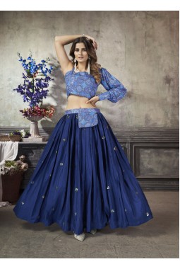 Royal Blue Art Silk Sequins Lehenga Choli
