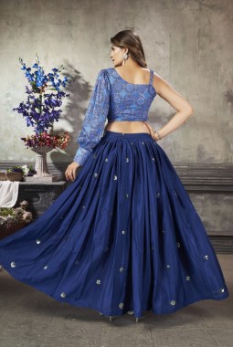 Royal Blue Art Silk Sequins Lehenga Choli