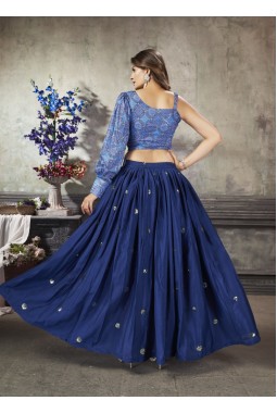 Royal Blue Art Silk Sequins Lehenga Choli