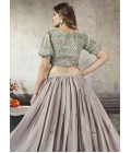 Beige Art Silk Thread Embroidery Skirt Top