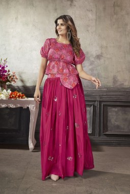 Deep Pink Art Silk Embroidered Lehenga Choli