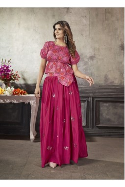 Deep Pink Art Silk Embroidered Lehenga Choli