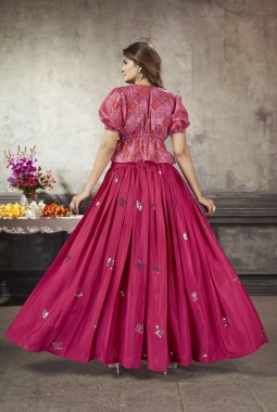Deep Pink Art Silk Embroidered Lehenga Choli