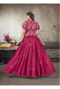 Deep Pink Art Silk Embroidered Lehenga Choli