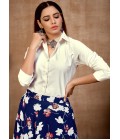 Radiant Navy Blue Silk Printed Navratri Skirt and Top Ensemble Embrace the Festivities Radiant Navy Blue Silk Printed Navratri Skirt and Top Ensemble Embrace the Festivities