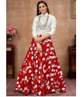 Vibrant Red Silk Printed Navratri Skirt and Top Set Celebrate in Elegance Vibrant Red Silk Printed Navratri Skirt and Top Set Celebrate in Elegance