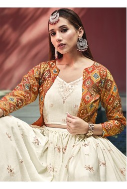 Beige Chiffon Sequins Embroidered Wedding Lehenga Choli