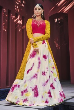 Pink Cotton Sibburi Print Wedding Lehenga Choli