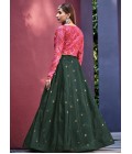Green Art Silk Sequins Mirror Work Wedding Lehenga Choli