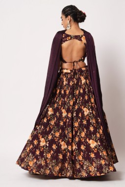 Purple Art Silk Embroidered Wedding Lehenga Choli