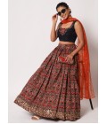 Navy Art Silk Mirror Work Wedding Lehenga Choli