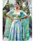 Sky Silk Printed Wedding Lehenga Choli