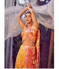 Orange Silk Printed Wedding Lehenga Choli