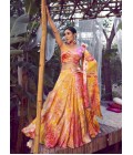 Orange Silk Printed Wedding Lehenga Choli